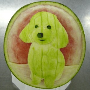 Watermelon Carving: Dog.