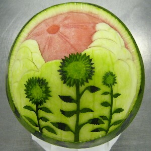 Watermelon Carving No.158: Sunflower.