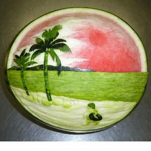 watermelon sculpture: Summer at a Beach Resort.