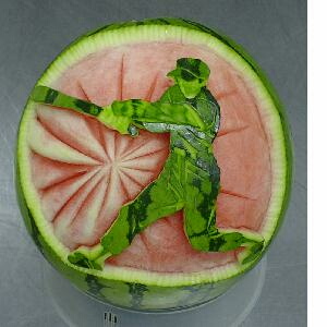 watermelon sculpture: Batter.