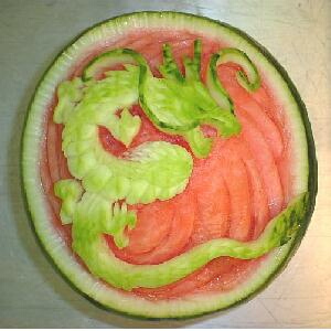 watermelon sculpture: Dragon.