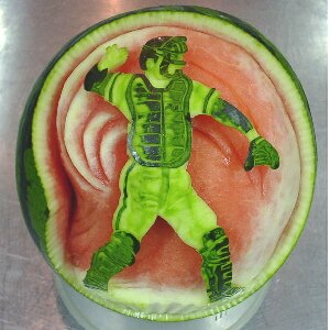 watermelon sculpture: Catcher.