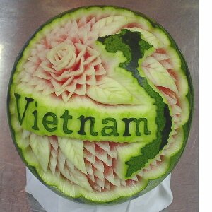 watermelon sculpture: Vietnam.