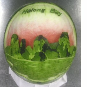 watermelon sculpture: Vietnam, Halong Bay.