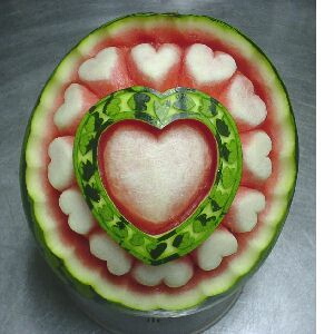 watermelon sculpture: Heart.
