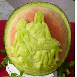 watermelon sculpture: Pieta.