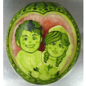 watermelon sculpture: Wedding Reception.