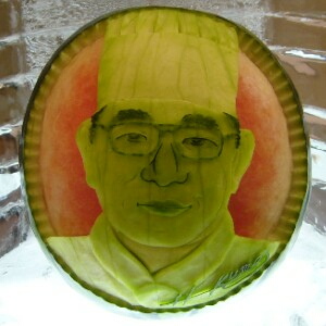 watermelon sculpture: Executive Chef.